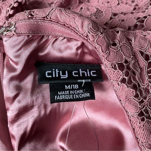 City Chic Blush Lace Off-Shoulder Dress 18 1x pink wiggle plus size - Picture 9 of 11